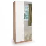 Hyde Mirrored Double Wardrobe White/Natural