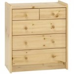 Natural Pine 5 Drawer Chest Brown