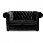 Belvedere Chesterfield 2 Seater Velvet Sofa Black