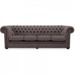 Belvedere Chesterfield 4 Seater Wool Sofa Grey