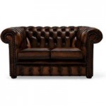 Belvedere Chesterfield 2 Seater Antique Leather Sofa Brown