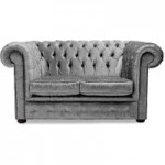 Belvedere Chesterfield 2 Seater Crushed Velvet Sofa Silver