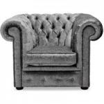 Belvedere Chesterfield Crushed Velvet Club Chair Silver
