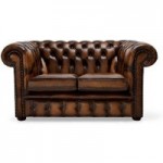 Belvedere Chesterfield 2 Seater Antique Leather Sofa Tan