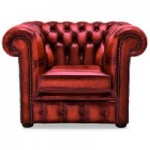 Belvedere Chestefield Antique Leather Club Chair Red