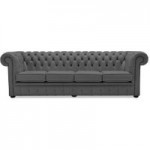 Belvedere Chesterfield 4 Seater Leather Sofa Steel