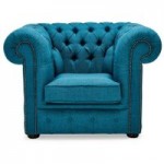 Belvedere Chesterfield Linen Club Chair Teal