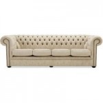 Belvedere Chesterfield 4 Seater Wool Sofa Oatmeal
