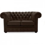 Belvedere Chesterfield 2 Seater Leather Sofa Brown