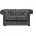 Belvedere Chesterfield 2 Seater Leather Sofa Steel
