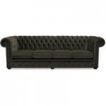 Belvedere Chesterfield 4 Seater Velvet Sofa Black