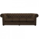 Belvedere Chesterfield 4 Seater Wool Sofa Chocolate (Brown)