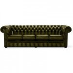 Belvedere Chesterfield 4 Seater Antique Leather Sofa Olive