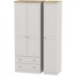 Vienna Tall Triple 2 Drawer Wardrobe Grey