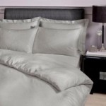 Catherine Lansfield Premium Satin Stripe Grey Duvet Cover and Pillowcase Set Grey