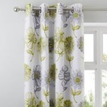 Catherine Lansfield Banbury Green Floral Eyelet Curtains Green