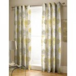 Catherine Lansfield Banbury Yellow Floral Eyelet Curtains Blue/White/Yellow
