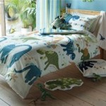Catherine Lansfield Dino Green Single Duvet Cover and Pillowcase Set Blue/Green