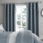 Catherine Lansfield Duck Egg Sequin Cluster Eyelet Curtains Blue