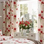 Catherine Lansfield Wild Poppies Eyelet Curtains Cream/Red