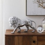 Resin Lion Ornament Silver