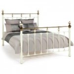 Abigail Ivory with Brass Metal Bed Frame White