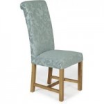 Greenwich Floral Pair of Fabric Dining Chairs Duck Egg