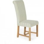 Greenwich Striped Pair of Fabric Dining Chairs Cream