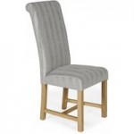 Greenwich Striped Pair of Fabric Dining Chairs Silver