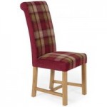 Greenwich Tartan Pair of Fabric Dining Chairs Red