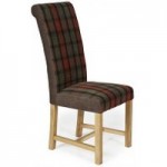 Greenwich Tartan Pair of Fabric Dining Chairs Brown