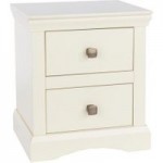 Hamptons Ivory Satin 2 Drawer Bedside Cabinet Cream