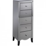 Palermo 5 Drawer Narrow Chest Silver