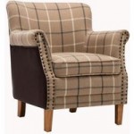 Ottavia Fabric and Faux Leather Armchair Brown