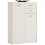 Pearl White Tall 2 Door 2 Drawer Cupboard White