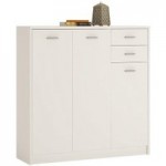 Pearl White Tall 3 Door 2 Drawer Cupboard White