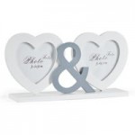 2 Hearts Photo Frame White