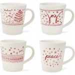Ellen DeGeneres by Royal Doulton Holiday Collection Set of 4 Mugs Red