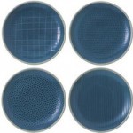 Set of 4 Gordon Ramsay by Royal Doulton Maze Grill Blue Plates Blue