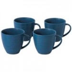 Set of 4 Gordon Ramsay by Royal Doulton Maze Grill Blue Mugs Blue