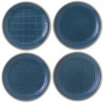 Set of 4 Gordon Ramsay by Royal Doulton 16cm Maze Grill Plates Blue
