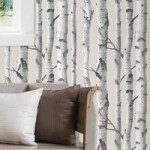 NuWallpaper Birch Tree White Self Adhesive Wallpaper White