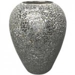 Glass Mosaic Vase Silver