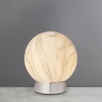 Finn White Marble Effect Table Lamp Chrome