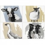 Set of Four Farmyard Placemats Multi coloured