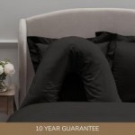 Dorma 300 Thread Count 100% Cotton Sateen Plain Black V-Shaped Pillowcase Black