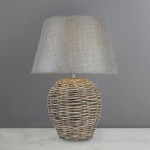 Lari Wicker Weave Table Lamp Grey