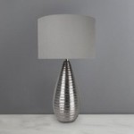 Costola Scratch Effect Touch Table Lamp Chrome, Light Grey