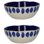 Set of 2 Mikasa Azores Spot Serving Bowls Blue