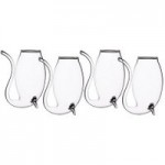 BarCraft Set of 4 Glass Port Sippers Clear